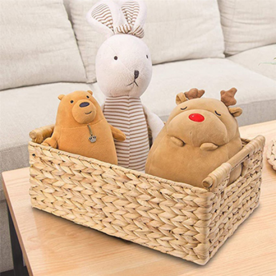 Keranjang Rotan Kecil untuk Mengatur Kamar Mandi, dengan Gagang Kayu